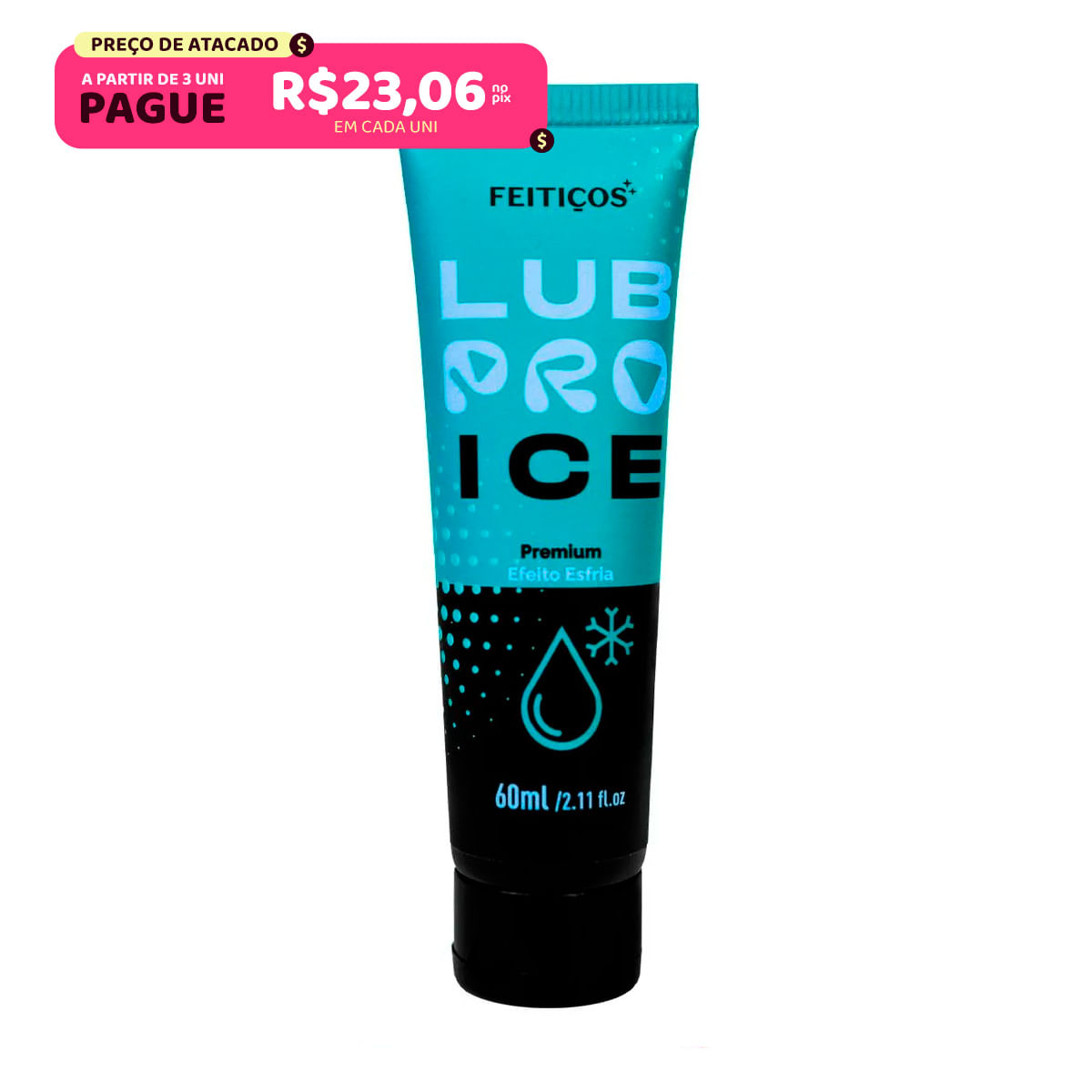 LubPro Ice Premium Lubrificante Efeito Gelado 60ml Feitiços Aromáticos LubPro Ice Premium Lubrificante Efeito Gelado 60ml Feitiços Aromáticos