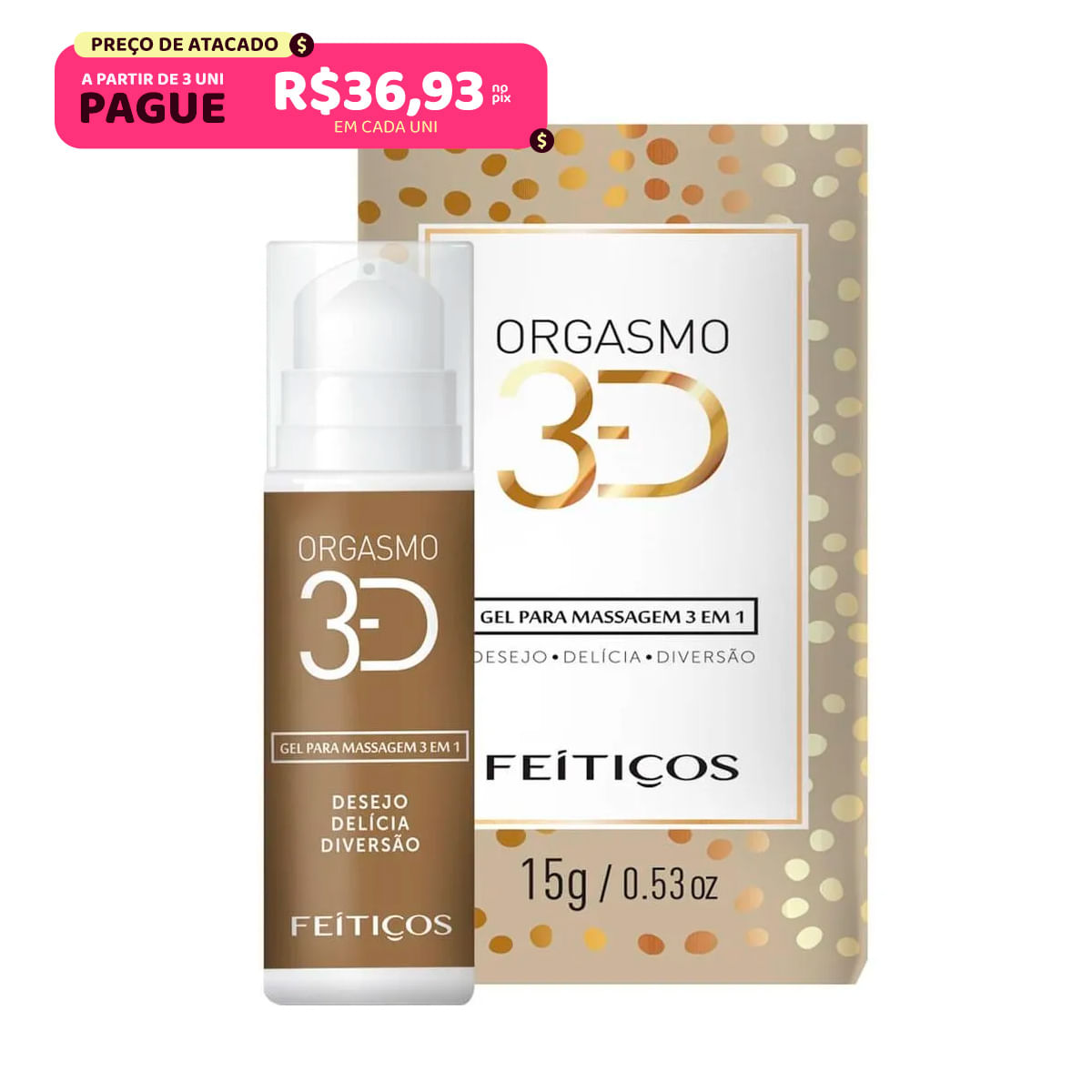 Orgasmo 3D Gel Excitante 3 em 1 15g Feitiços Aromáticos
