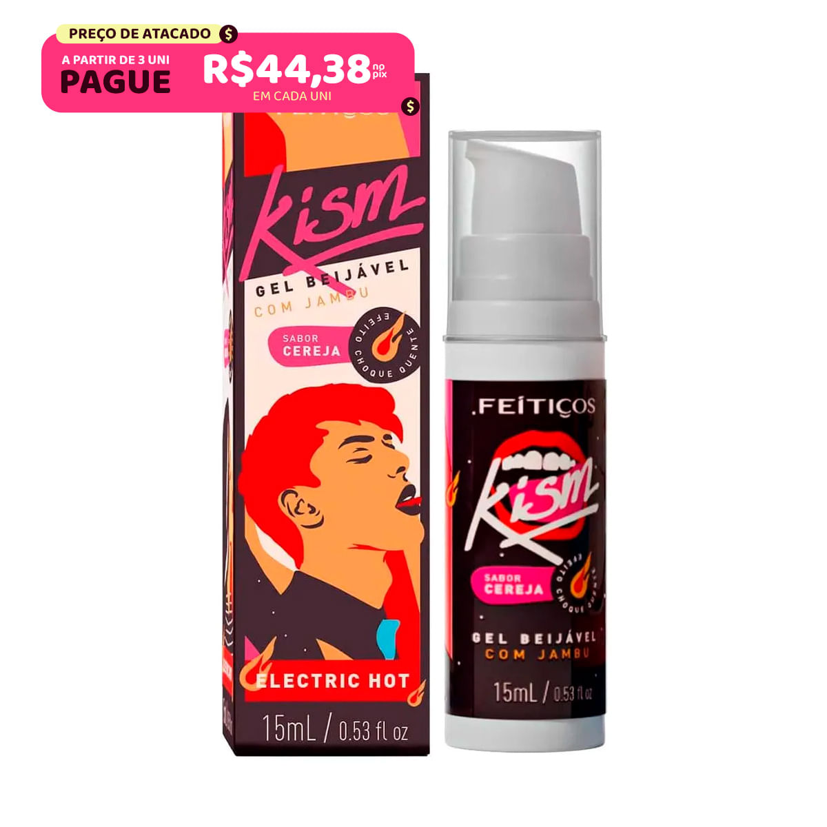 Kism Eletric Hot Gel Beijável com Jambu 15ml Feitiços Aromáticos