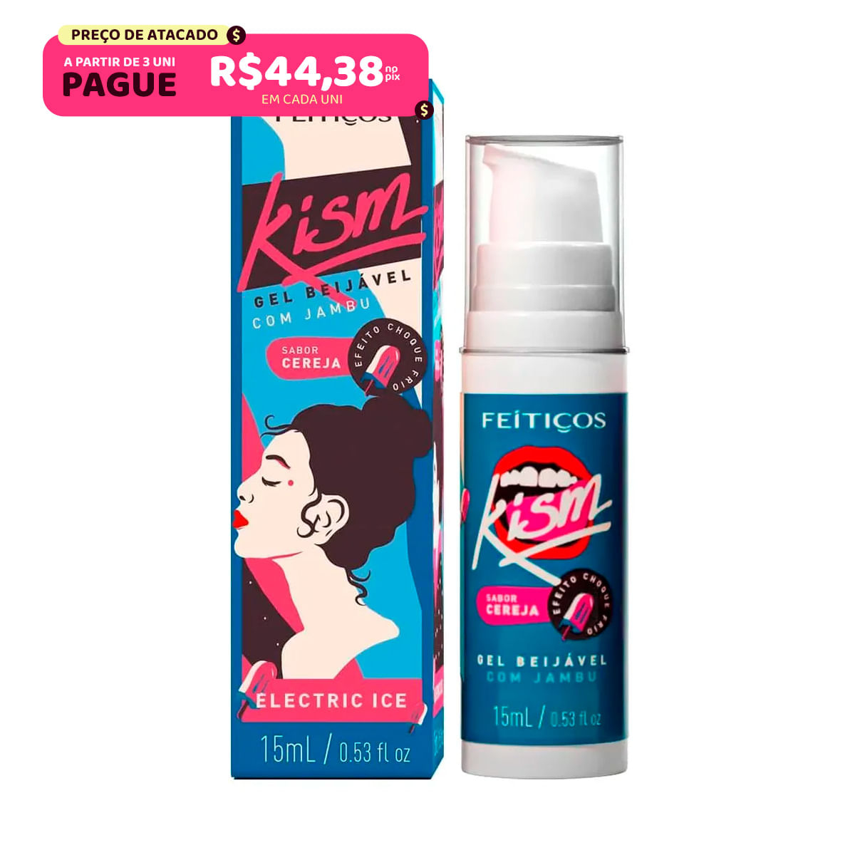 Kism Eletric Ice Gel Beijável com Jambu 15ml Feitiços Aromáticos Kism Eletric Ice Gel Beijável com Jambu 15ml Feitiços Aromáticos