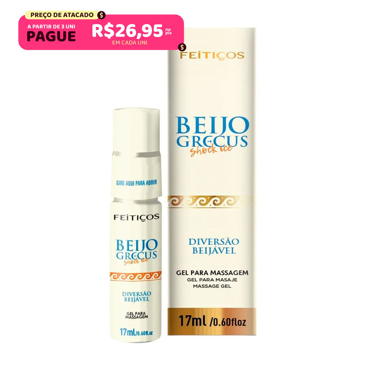 Beijo Grecus Vibrador Líquido Anal Beijável Shock Ice 17ml Feitiços Aromáticos