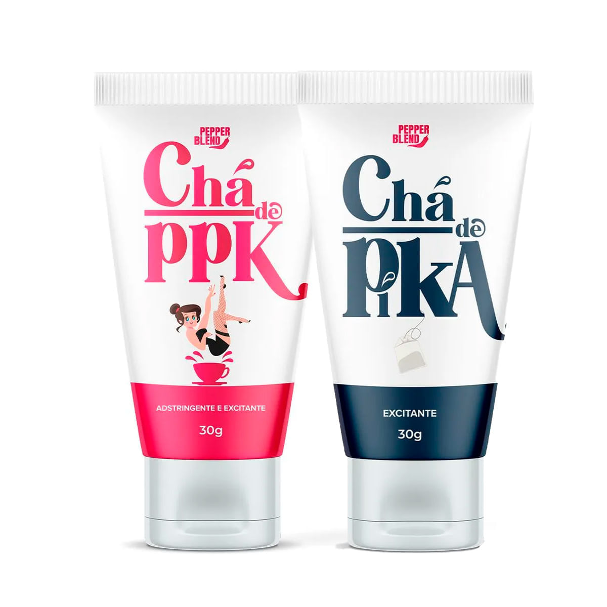Duplinha com Chá de PPK Gel Feminino Adstrigente e Chá de Pika Gel Masculino Excitante