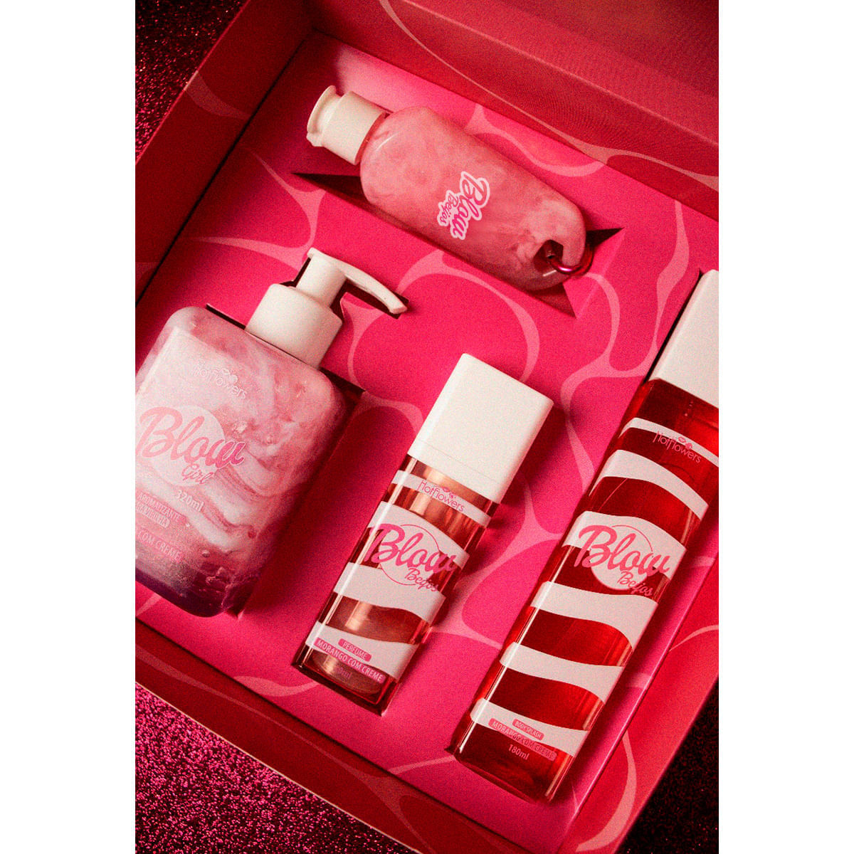 Kit Virilha Cheirosa com 3 Itens Blow Girl Gel Body Splash Perfume e Chaveiro