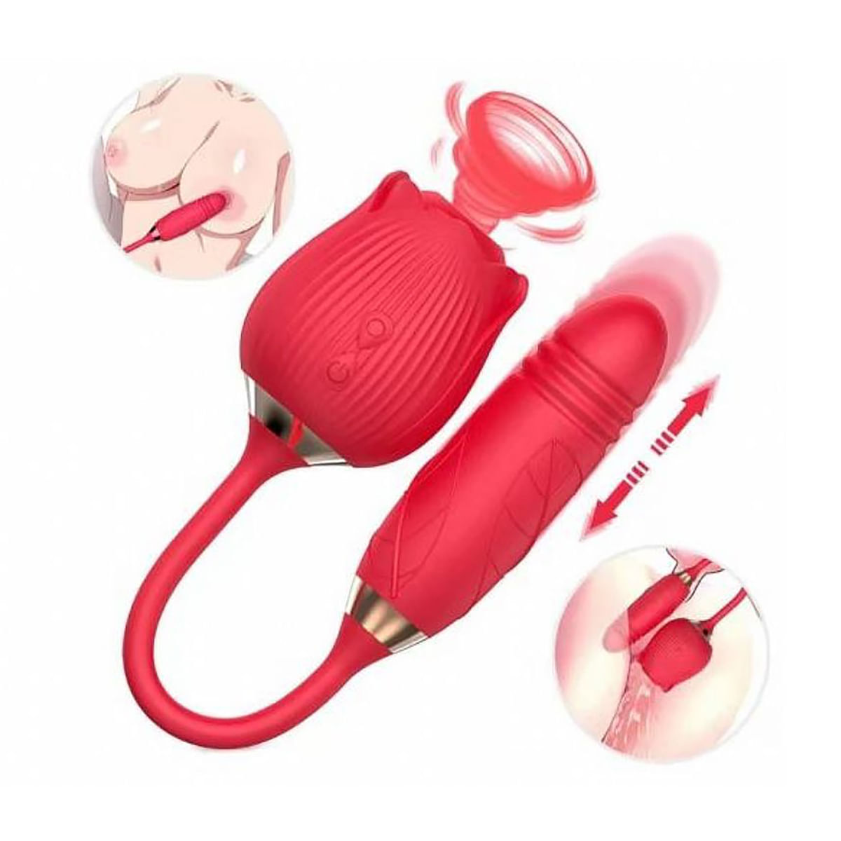 Sophie Vibrador Formato de Rosa com 10 Modos de Vibração, Vai e Vem e Pulsação Sexy Import