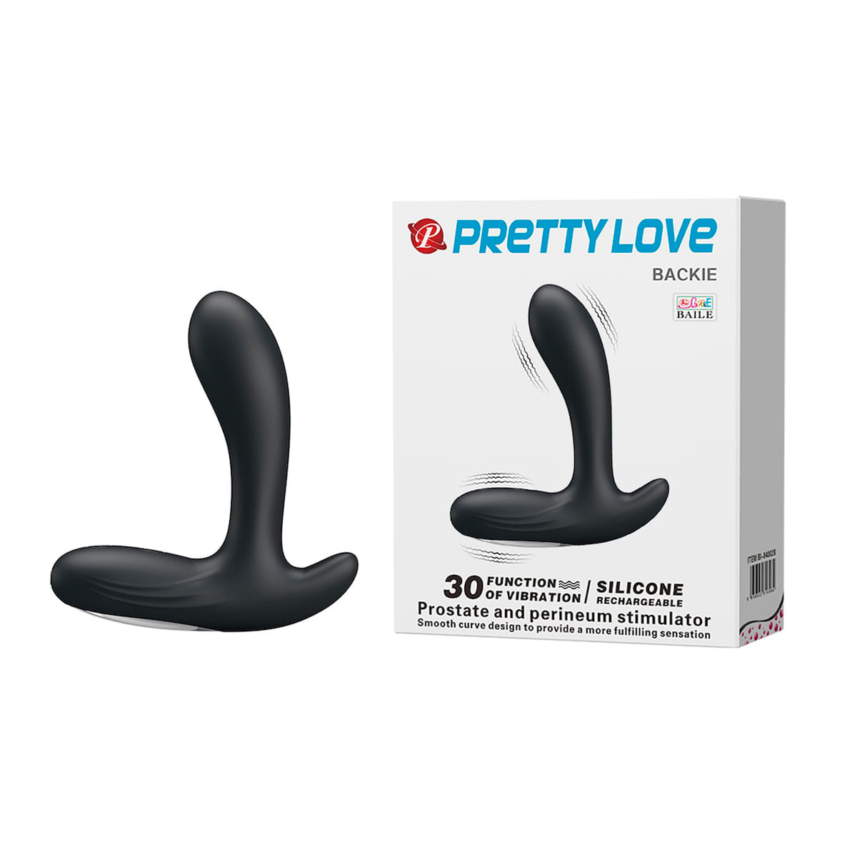 Pretty Love Backie Massageador de Próstata Recarregável em Silicone com 30 Modos de Vibração