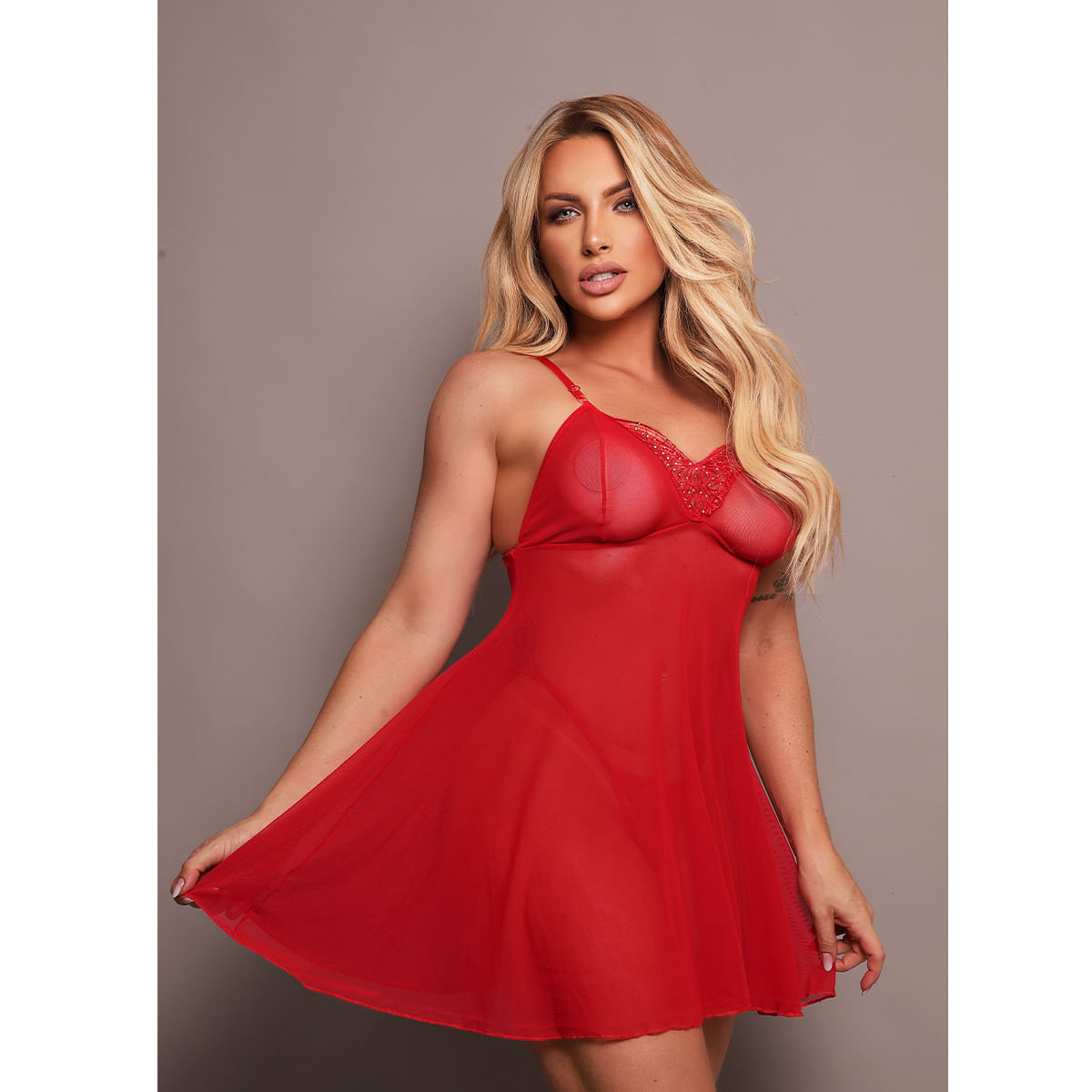Camisola Jardim Secreto Tule Borboleta e Calcinha Fio Coleção Metamorfose Tallyta Moda Apimentada