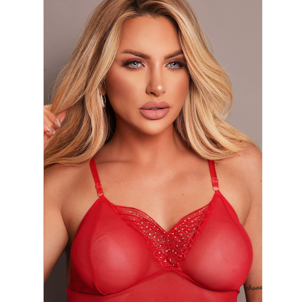 Camisola Jardim Secreto Tule Borboleta e Calcinha Fio Coleção Metamorfose Tallyta Moda Apimentada