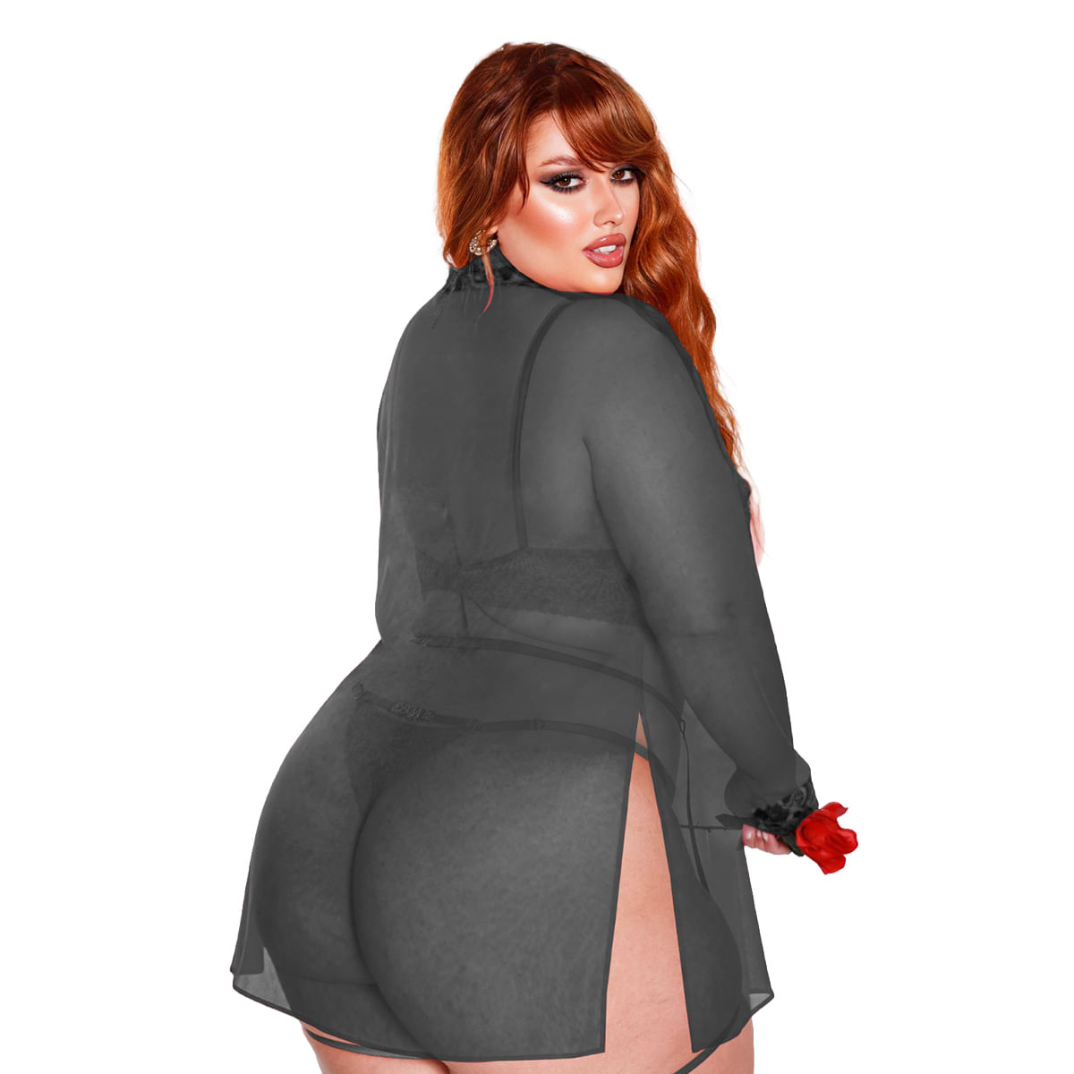 Hobby Plus Size em Tule com Detalhes em Renda Jardim Secreto Tallyta Moda Apimentada