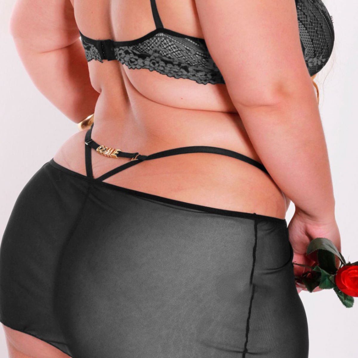 Camisola Pura Tentação Plus Size Personalizável e Calcinha Coleção Metamorfose Tallyta Moda Apimenta