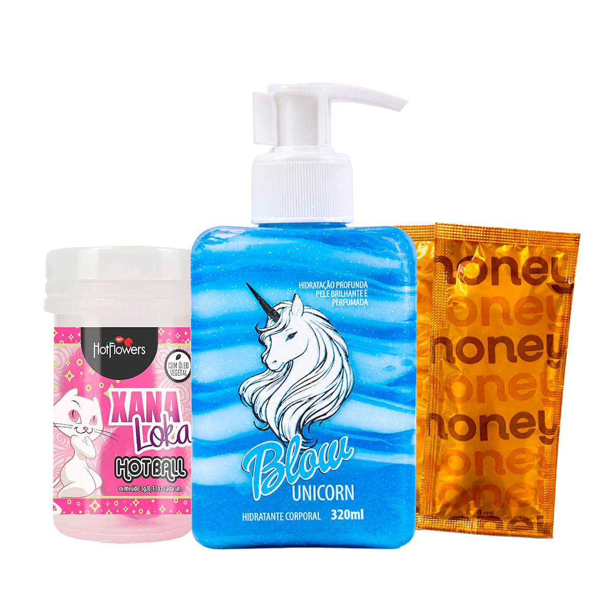 Kit com Blow Unicorn MyHoney e Hot Ball Xana Loka