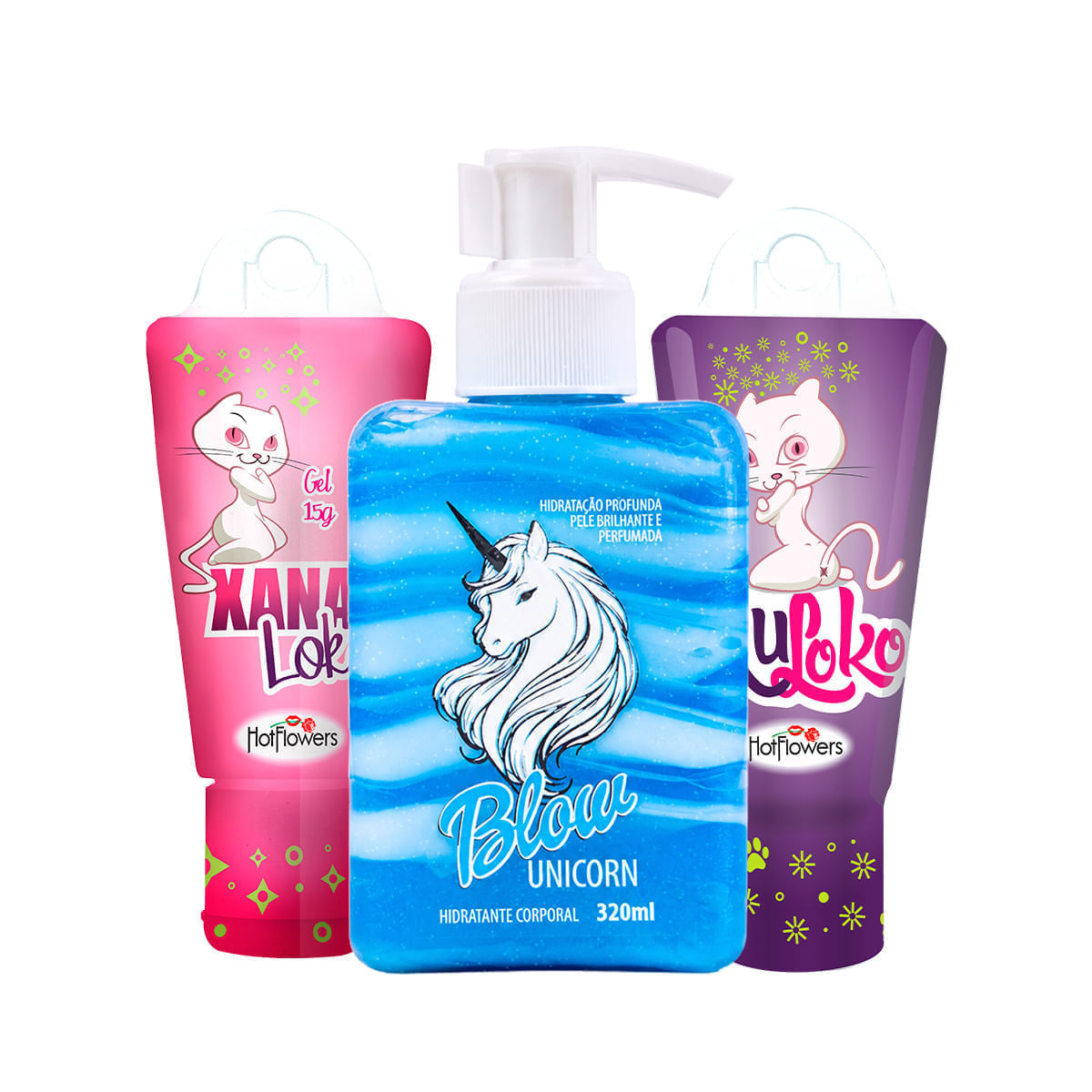 Kit com Blow Unicorn Kuloko e Xana Loka