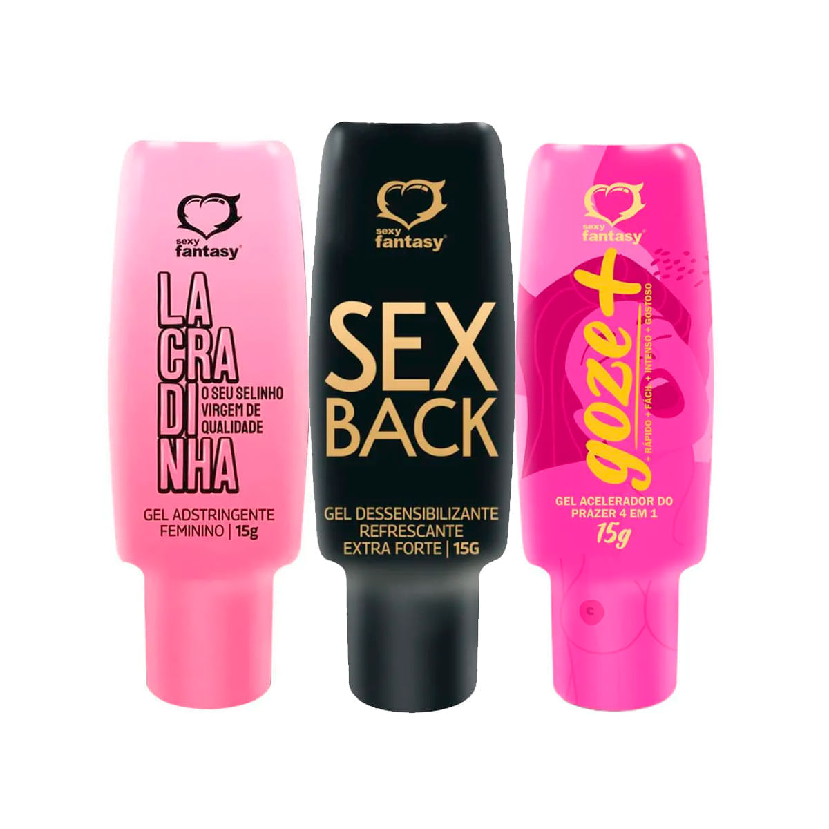 Kit com Gel Dessensibilizante Anal Sex Back  Adstringente Lacradinha e Goze + Acelerador do Prazer
