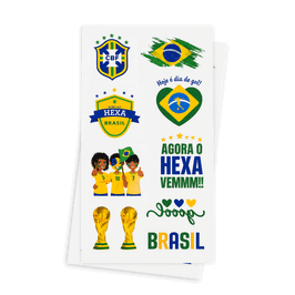 Cartela de Tatuagem Adesiva Temporária Tema Copa Luvi