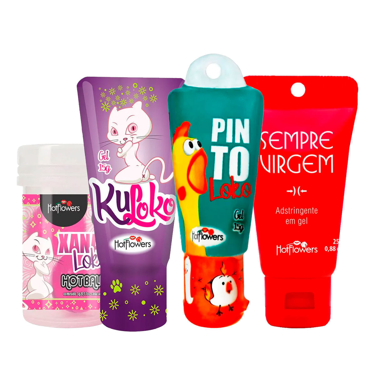 Kit com Hot Ball Xana Loka Kuloko Pinto Loko e Sempre Virgem