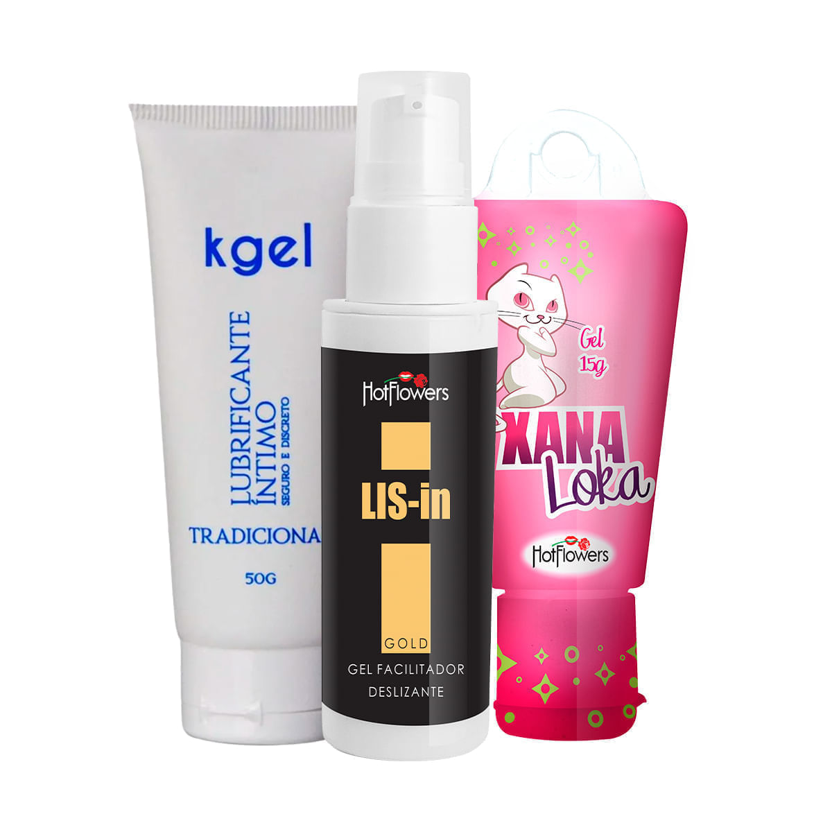 Kit com KGEL Lubrificante Íntimo Xana Loka e LIS-In