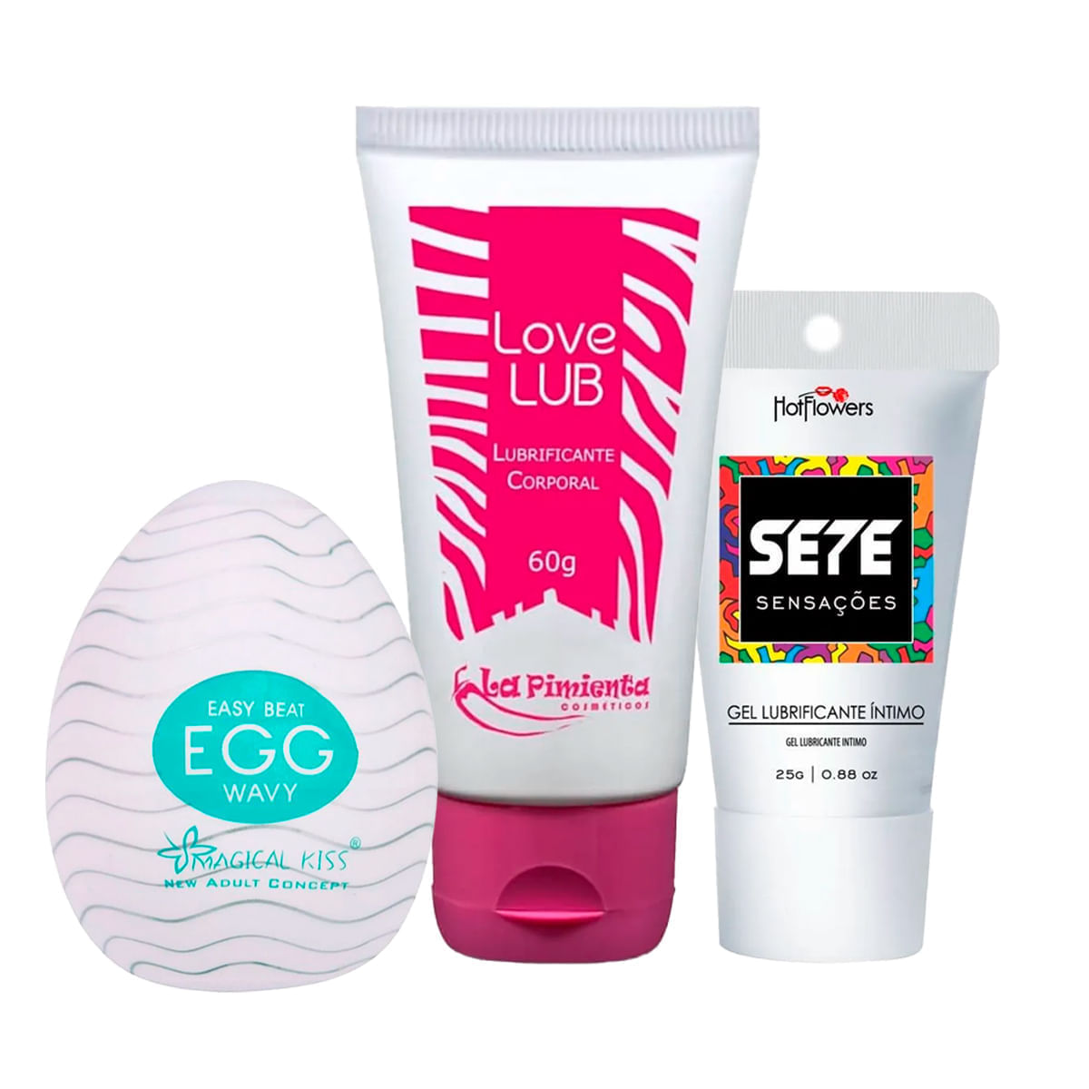Kit com Sete Sensações Egg Wavy e Love Lub Neutro