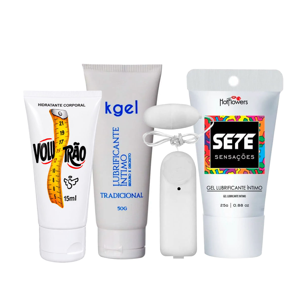 Kit com KGEL Lubrificante MyBullet Volumetrão e Sete Sensações