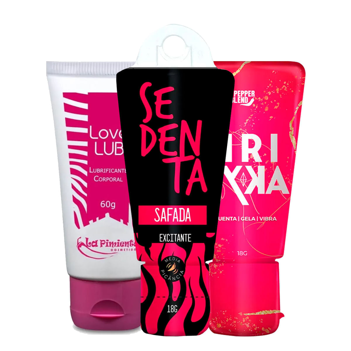 Kit com Love Lub Lubrificante Corporal Neutro Sedenta Safada Excitante e Gel  Excitante Siri Ryka