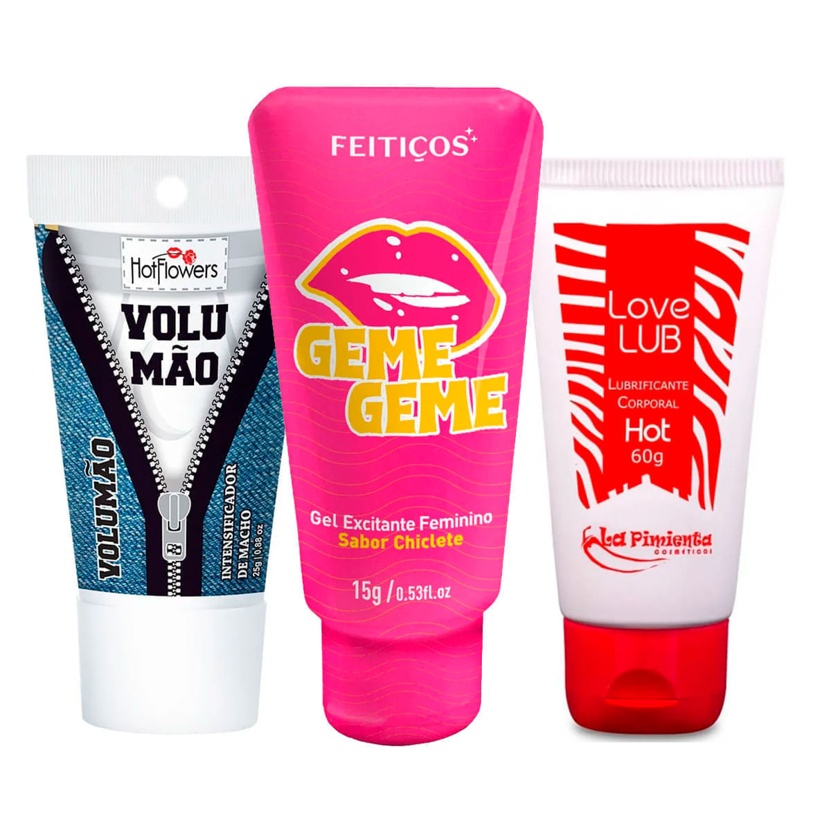 Kit com Geme Geme Volumão e Love Lub Hot