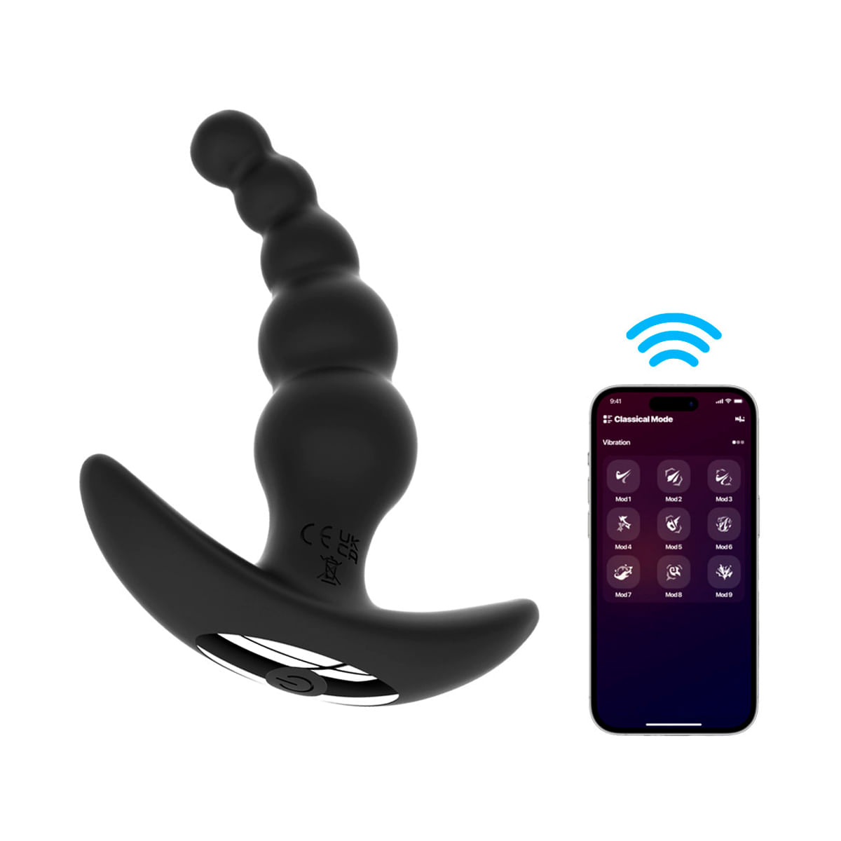 Plug Anal em Silicone Escalonado com 10 Modos de Vibração e Controle Via App Vip Mix