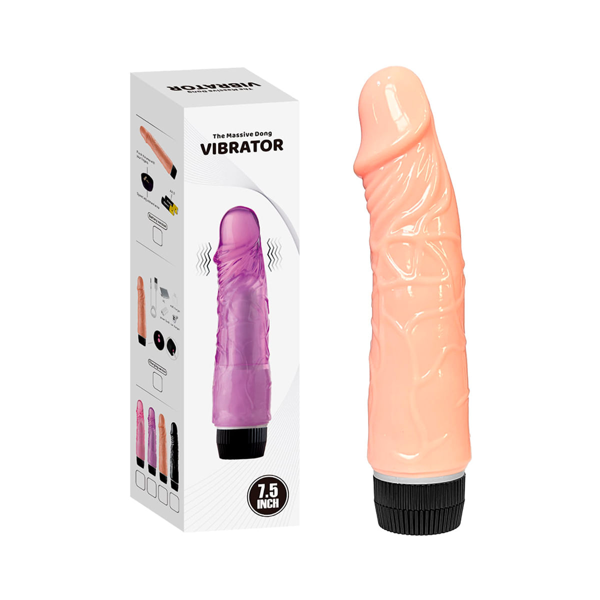 Pênis Realístico com Veias e Texturas Salientes18,5x4cm com Vibrador Multivelocidade Vip Mix