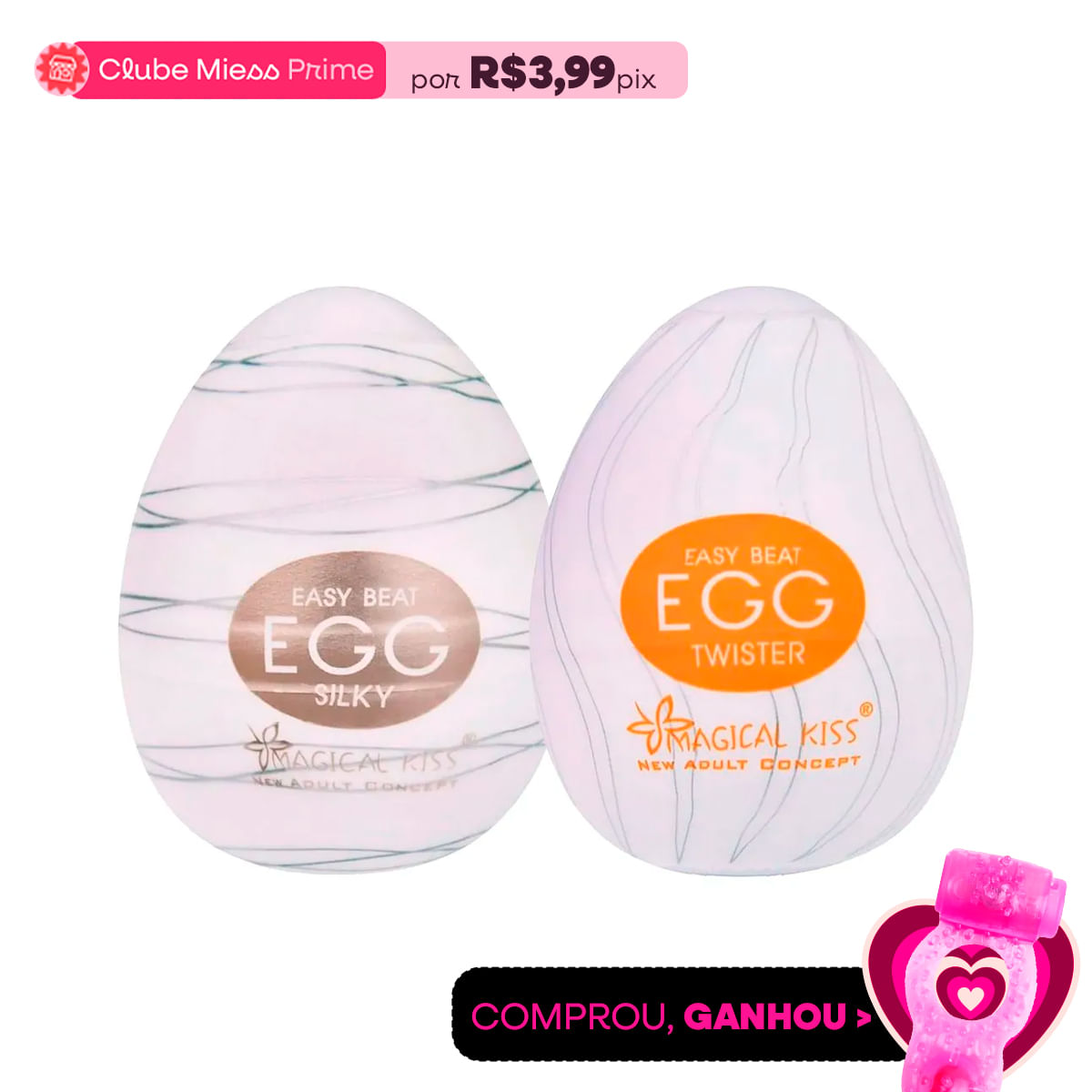 Duplinha com Egg Silky e Egg Twister Masturbador Masculino