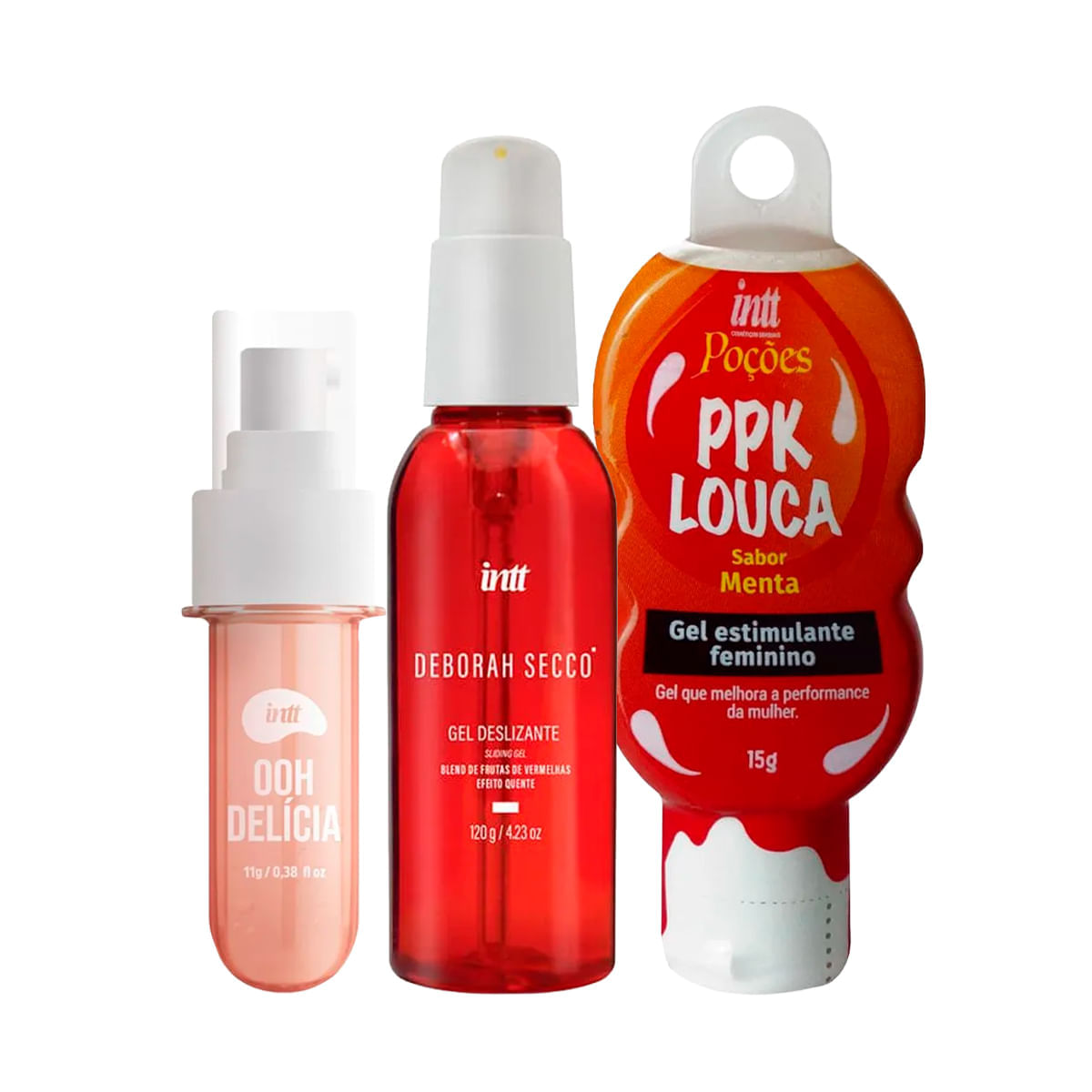 Kit com Gel Lubrificante Deborah Secco OOH Delícia Calda e PPK Louca
