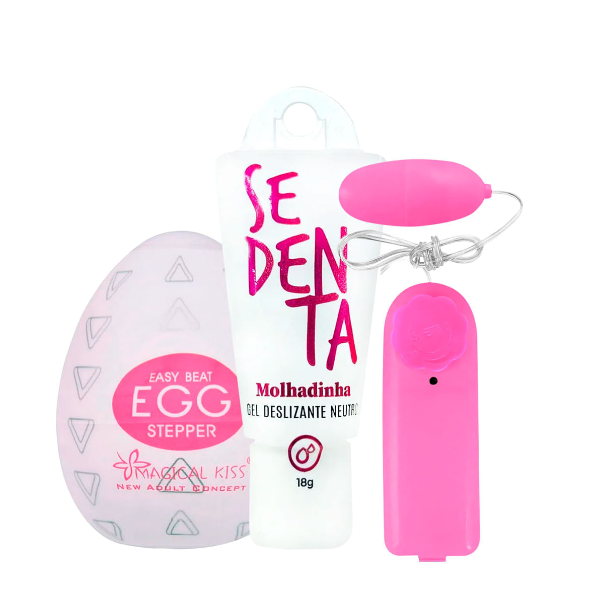 Kit com Sedenta Molhadinha Gel Deslizante Masturbador Masculino Egg Stepper e Bullet Vibro Ó