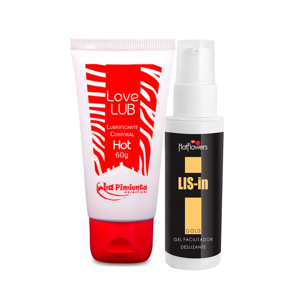 Duplinha com Love Lub Hot Lubrificante Corporal e LIS-In Gel Dessensibilizante Anal