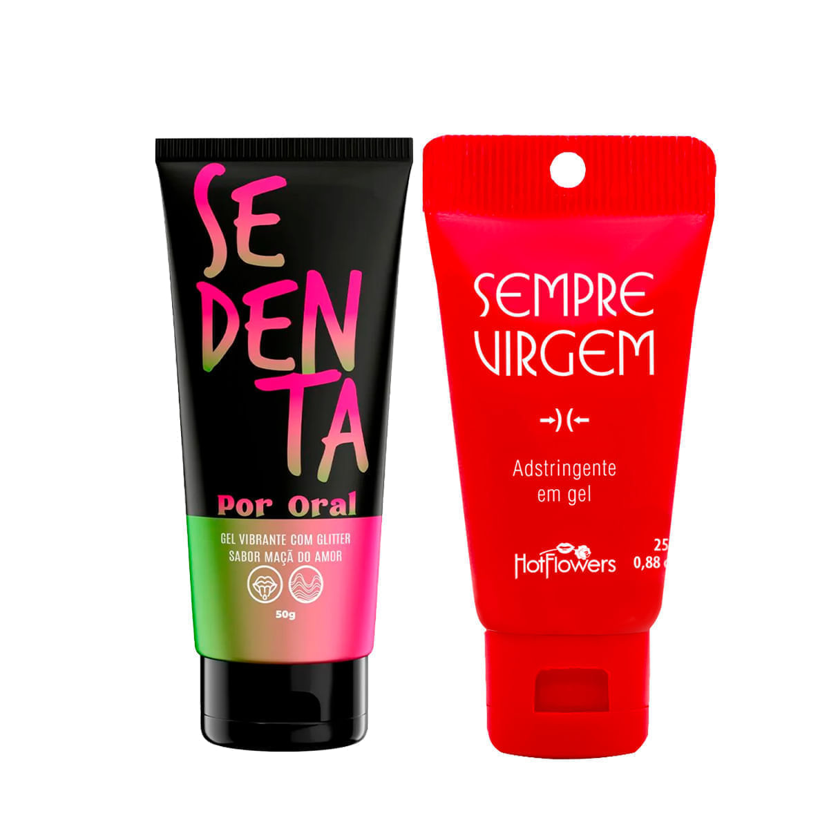 Duplinha com Sedenta Por Oral Gel Comestível com Glitter e Gel Adstringente Sempre Virgem