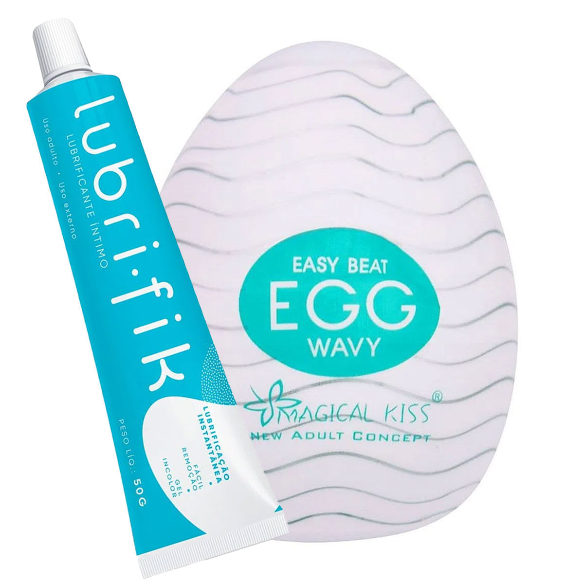Kit 2 Itens Egg Wavy e Lubrificante Lubrifik