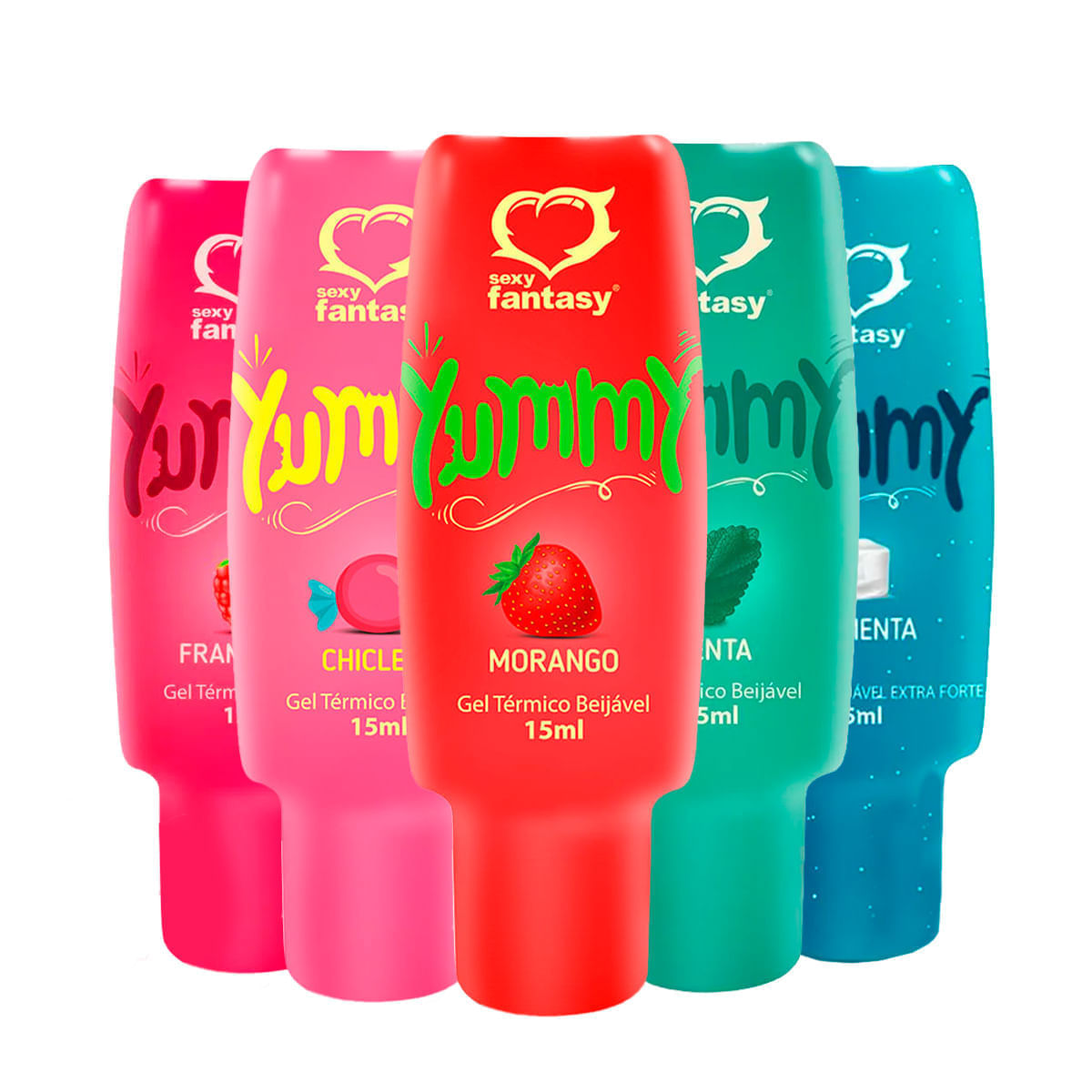 Kit com 5 Sabores Yummy Gel Térmico Beijável
