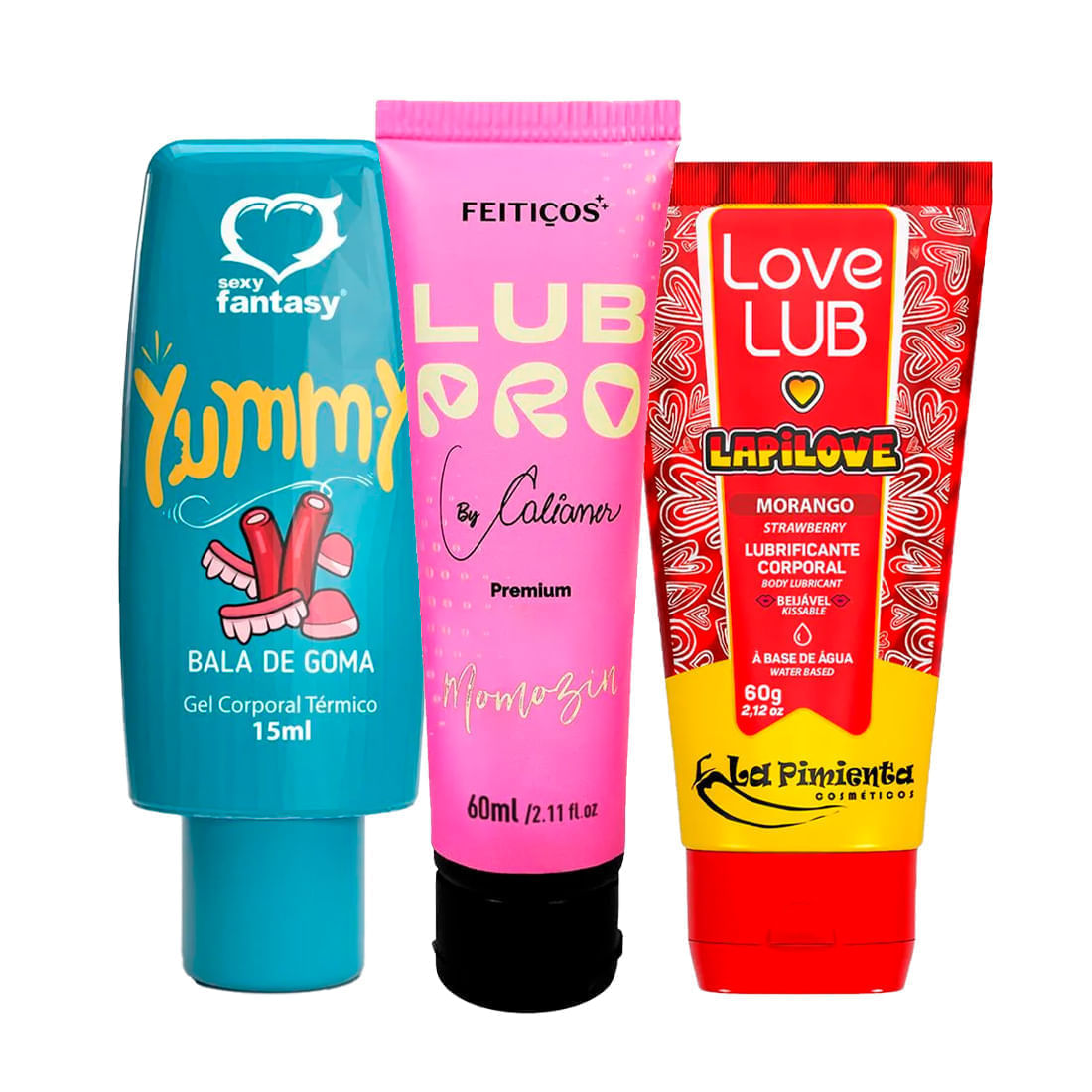 Kit com Yummy Love Lub LapiLove e LubPro Momozin