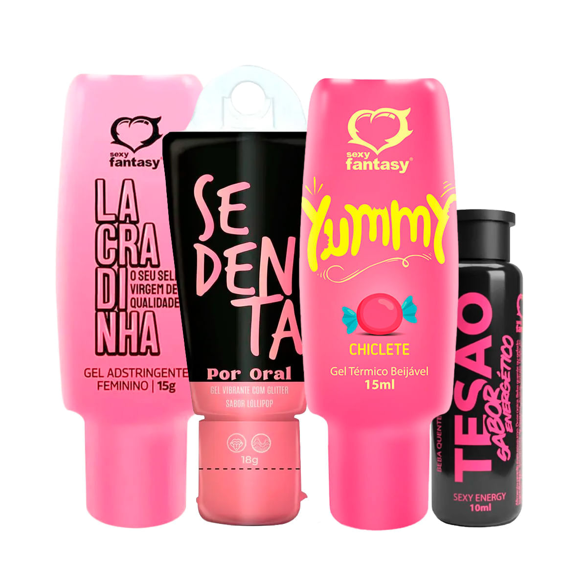 Kit com Yummy Sedenta por Oral Tesão Sabor Energético e Lacradinha