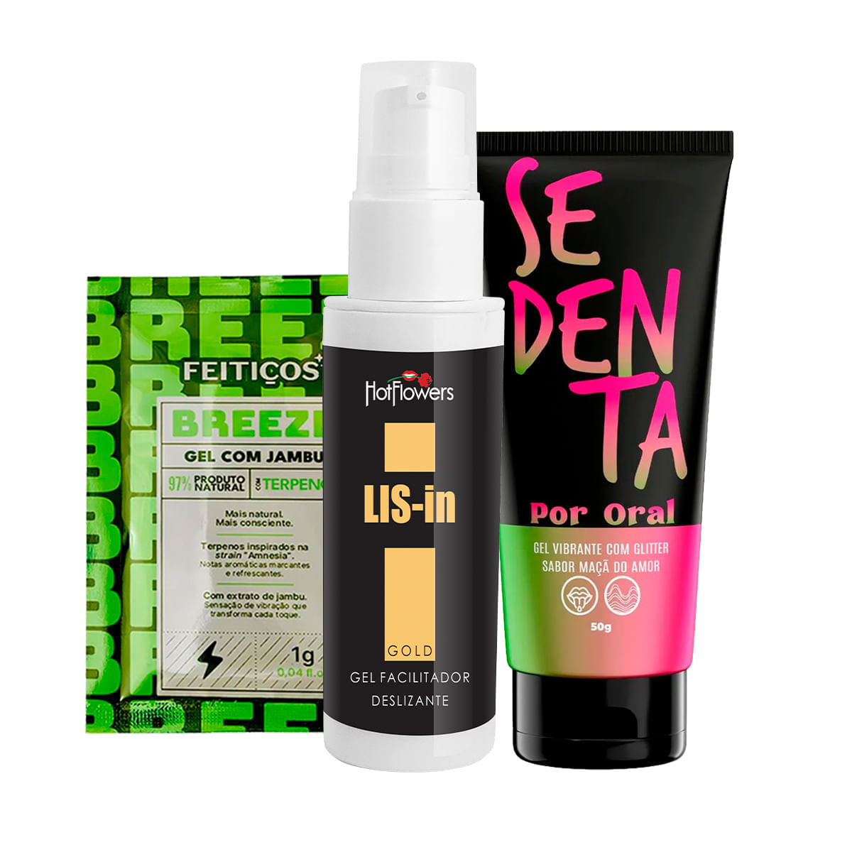 Kit com LIS-In Sachê Breeze Excitante e Sedenta Por Oral