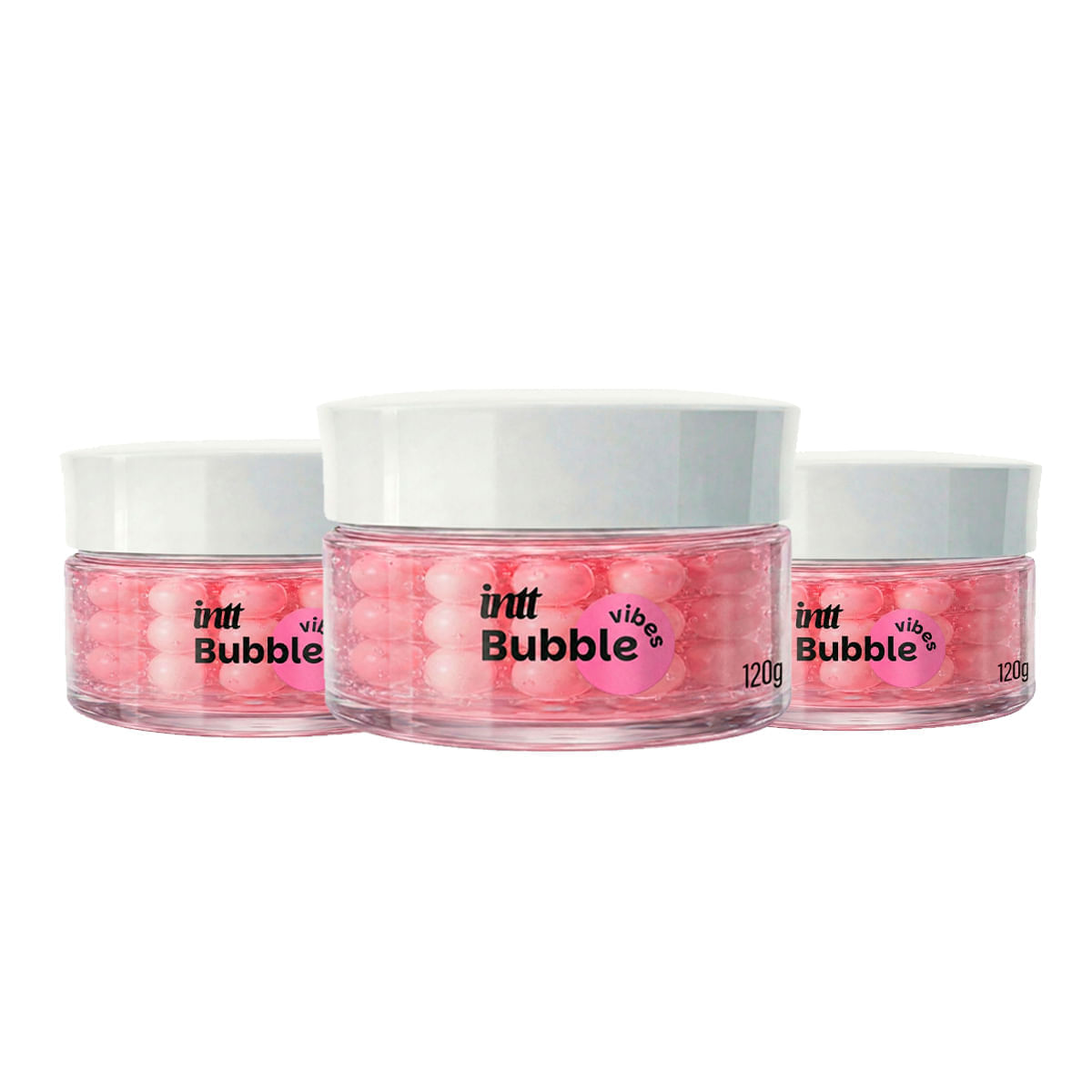 Kit com 3 Bubble Vibes 3 em 1 Lubrificante e Excitante com Esferas
