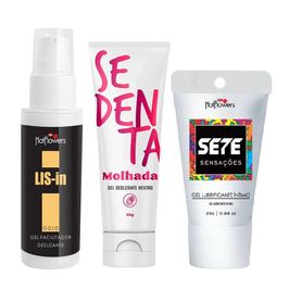 Kit com Dessensibilizante Anal LIS-In Sete Sensações e Sedenta Molhada Gel Deslizante Neutro