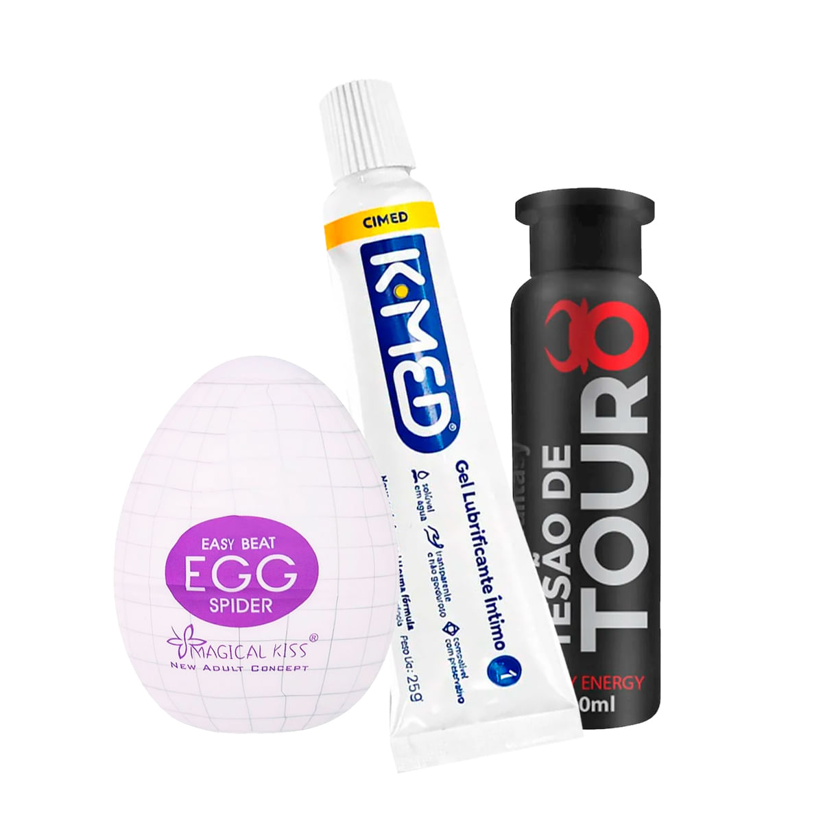 Kit com Egg Spider Tesão de Touro e K-MED Gel Lubrificante 25g