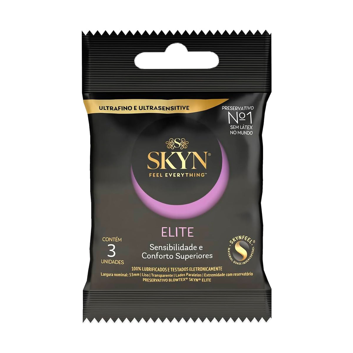 Preservativo Elite Extra Lubrificado com 3 Unidades Skyn