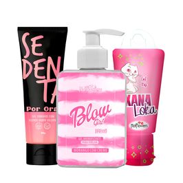Kit com Blow Girl Gel Aromatizante Beijável Sedenta Por Oral e Xana Loka Excitante Feminino