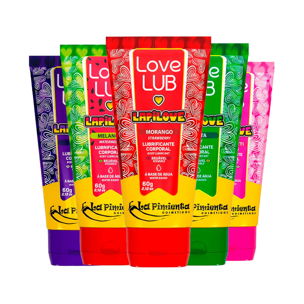 Kit com 5 Sabores Love Lub LapiLove