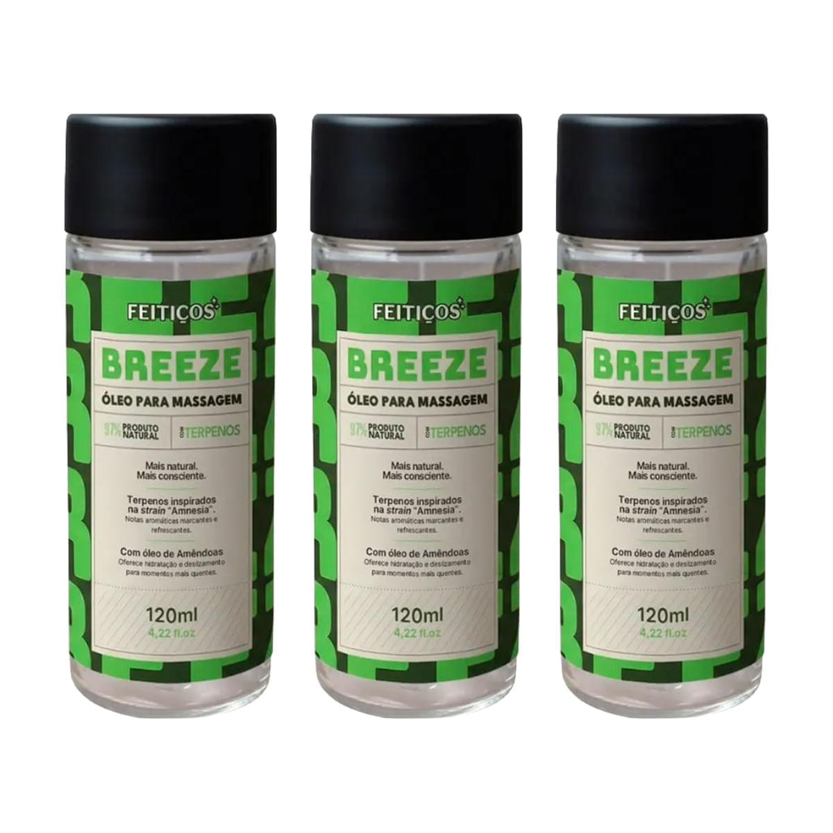 Kit com 03 Breeze Óleo Beijável para Massagem