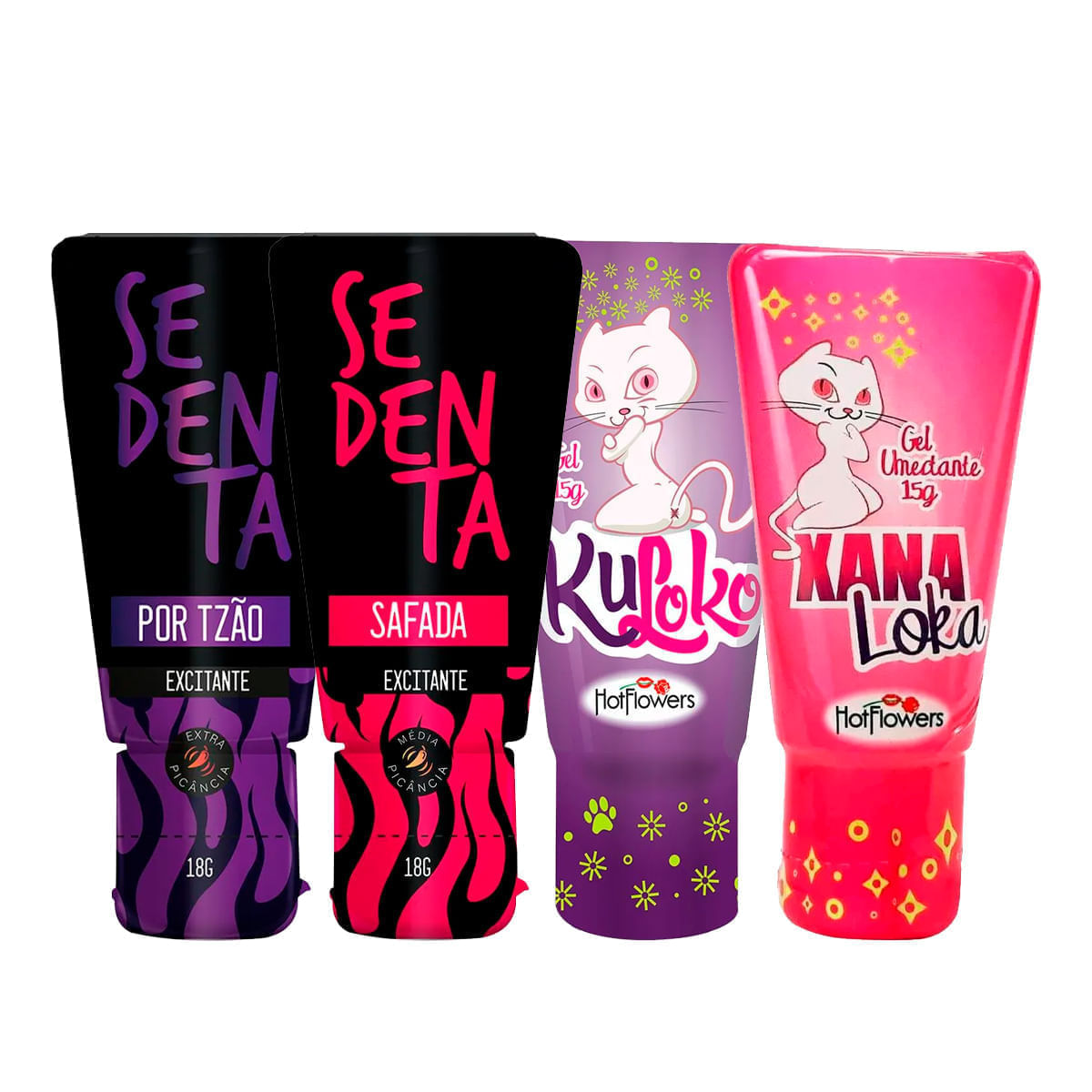 Kit com Sedenta por Tesão Excitante Sedenta Safada Excitante Kuloko Gel Dessensibilizante e Xana Lok