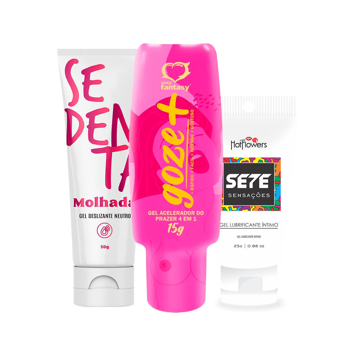 Kit com Sete Sensações Sedenta Molhada e Goze +