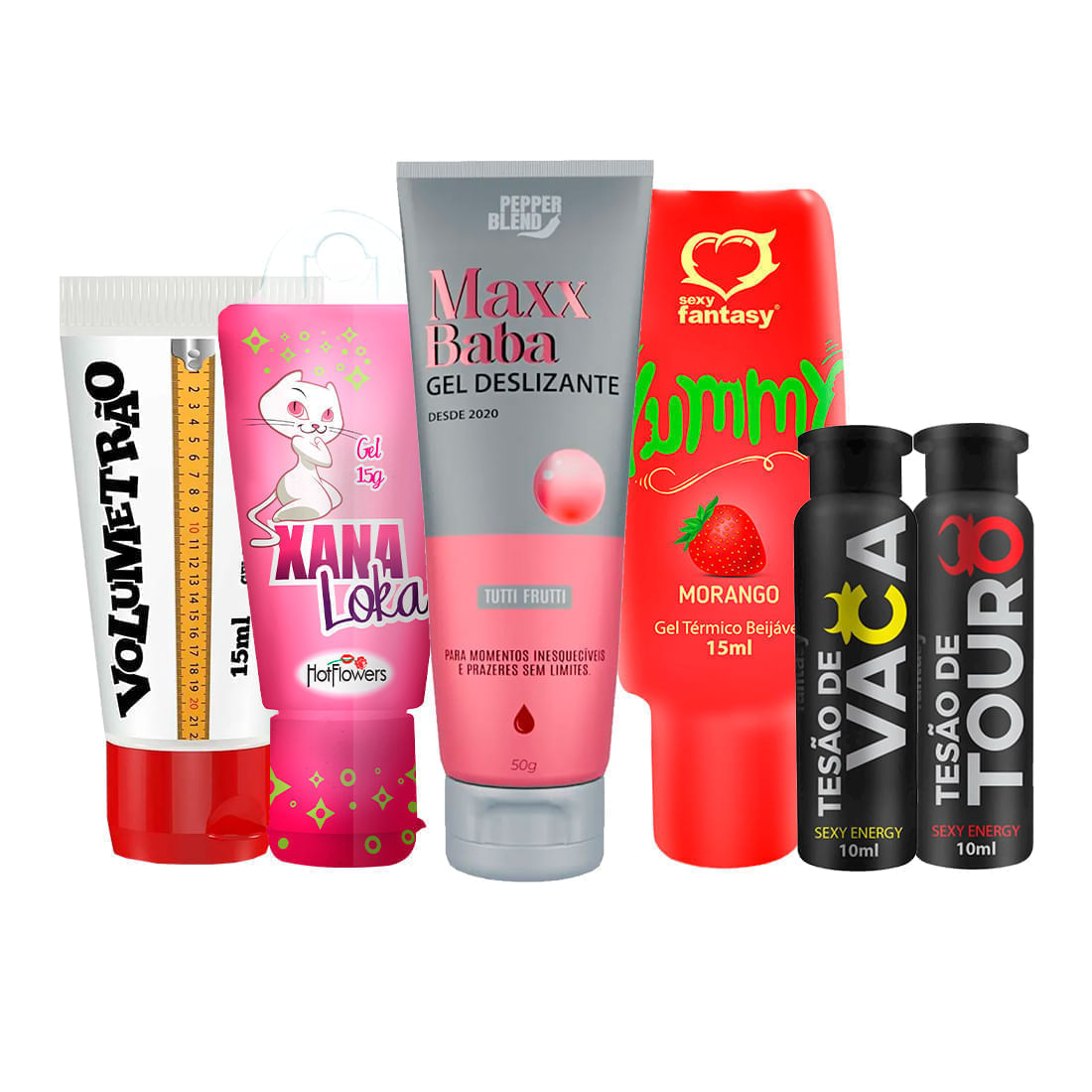 Kit com Maxx Baba Volumetrão Yummy Xana Louca Tesão de Touro e Vaca