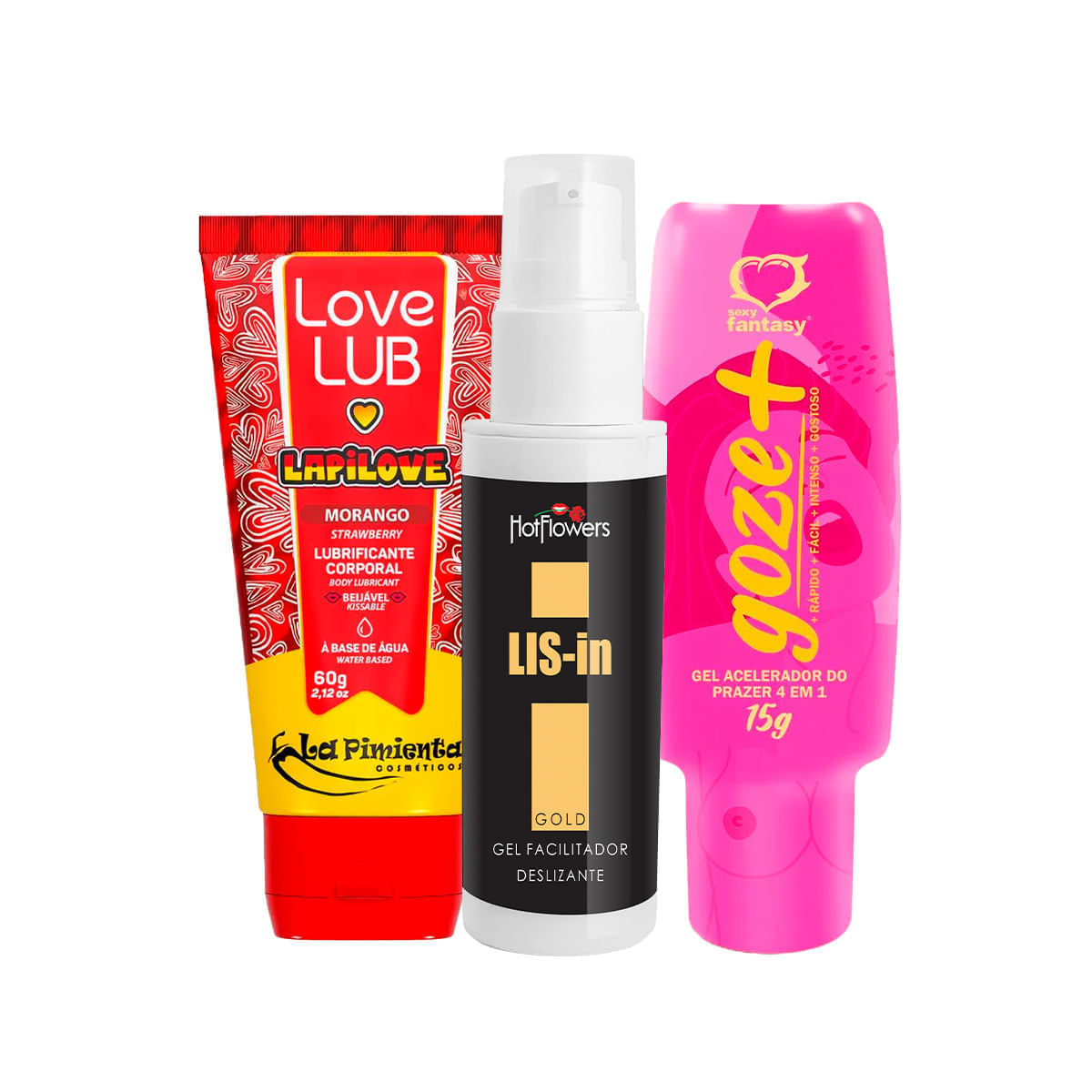 Kit com LIS-In Goze + e Love Lub Bubbalove