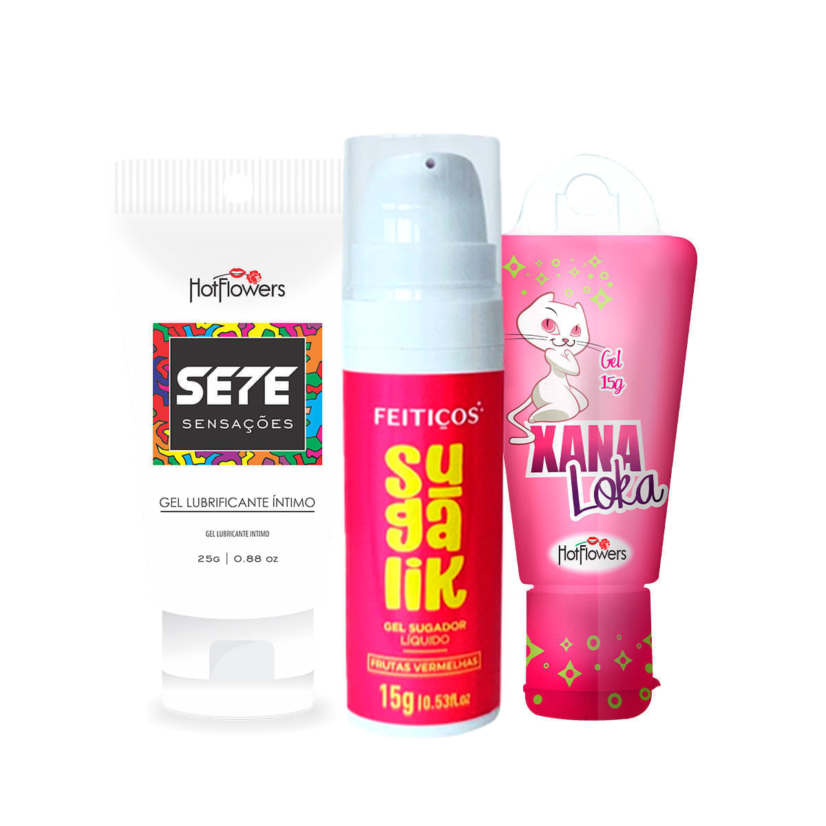 Kit com Sugalik Xana Loka e Sete Sensações
