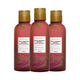 Kit com 3 Óleo Corporal Beijável Para Massagem Morango