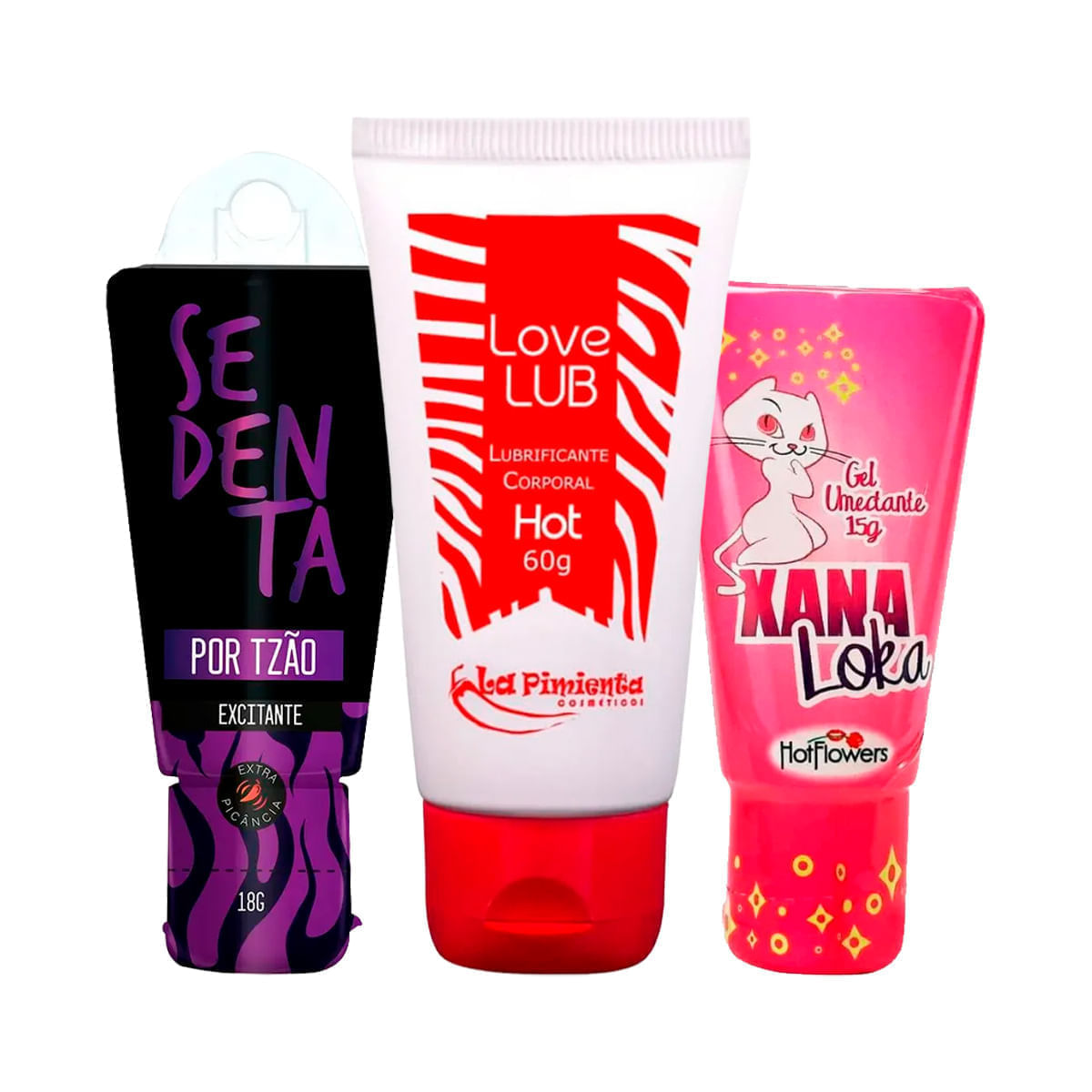 Kit com Sedenta por Tesão Love Lub Hot e Xana Loka