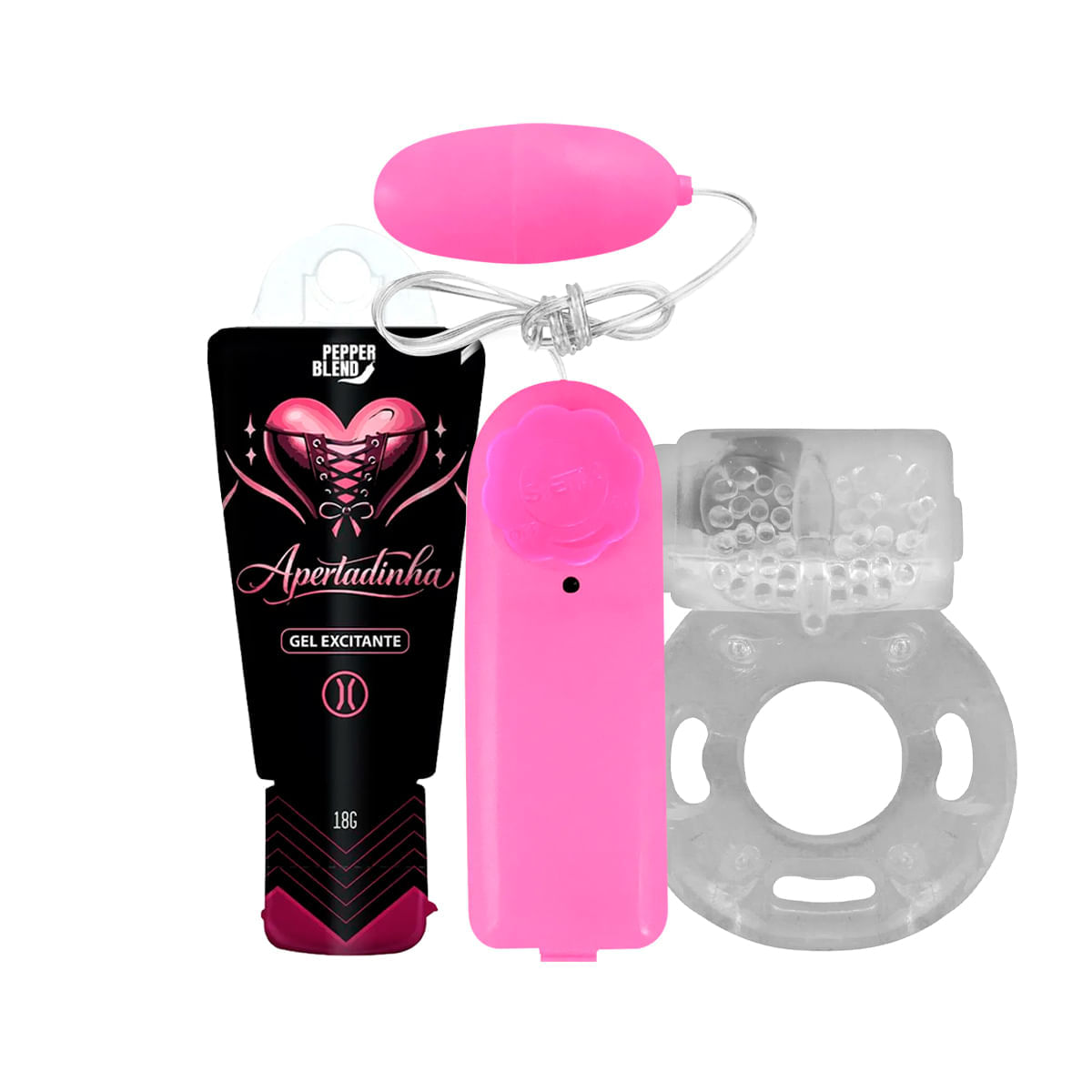 Kit com Bullet Gel Adstringente Apertadinha e Anel Peniano